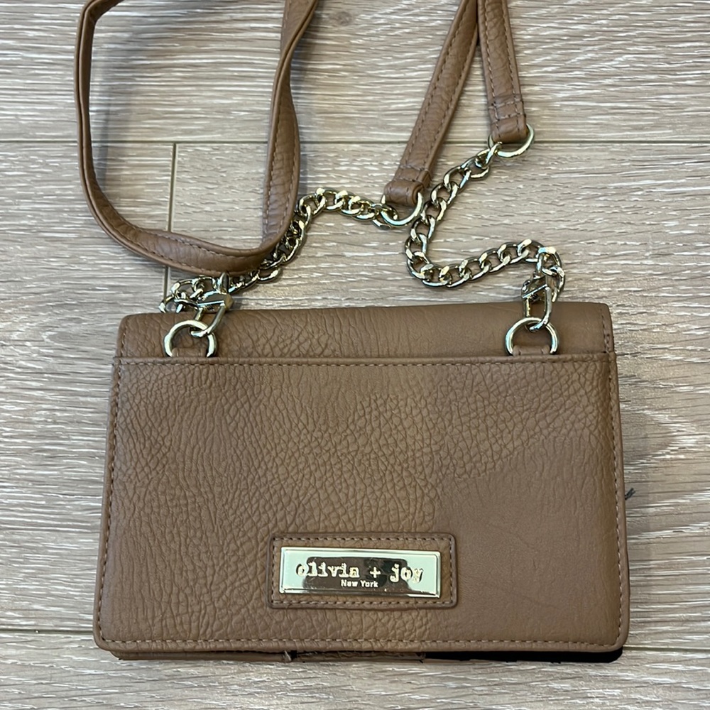 Olivia + Joy Tan Crossbody Wallet/Cell Phone Bag